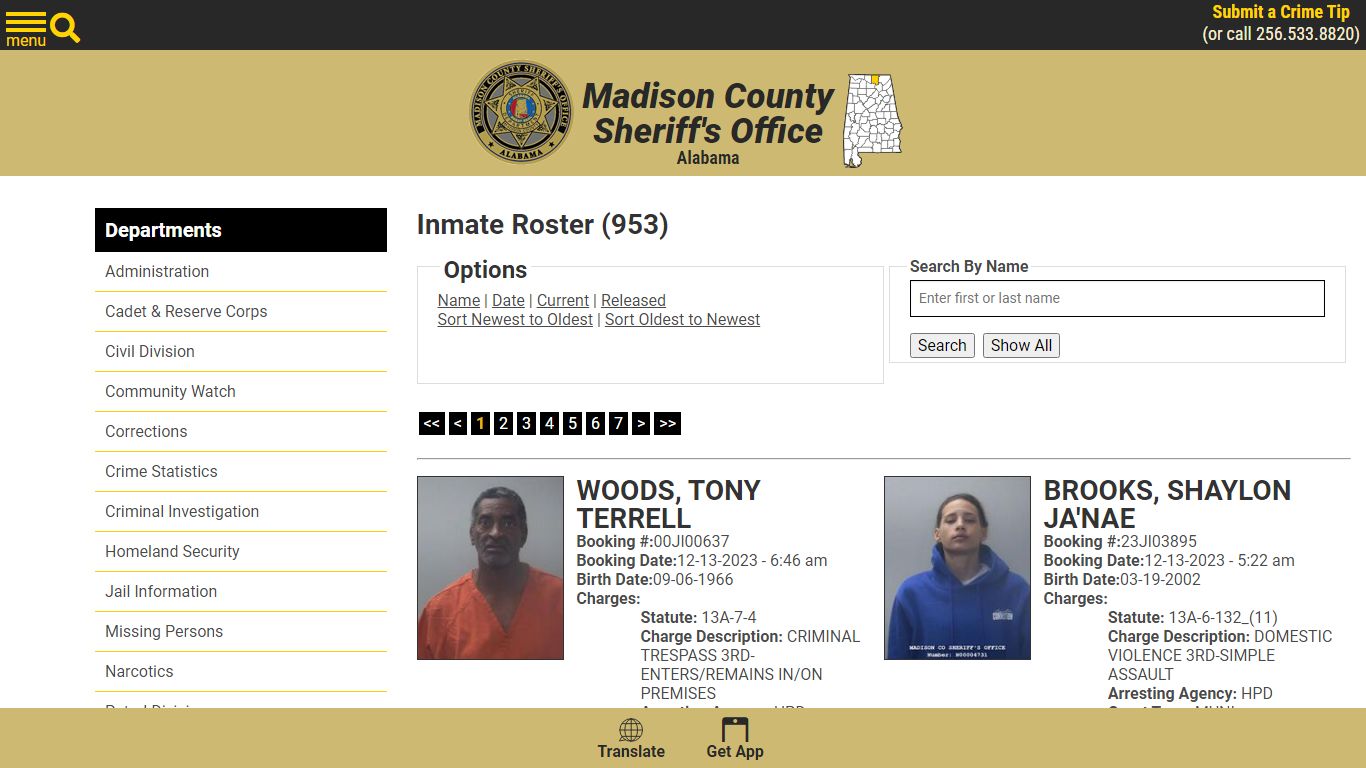 Inmate Roster - Current Inmates Booking Date Descending - Madison ...